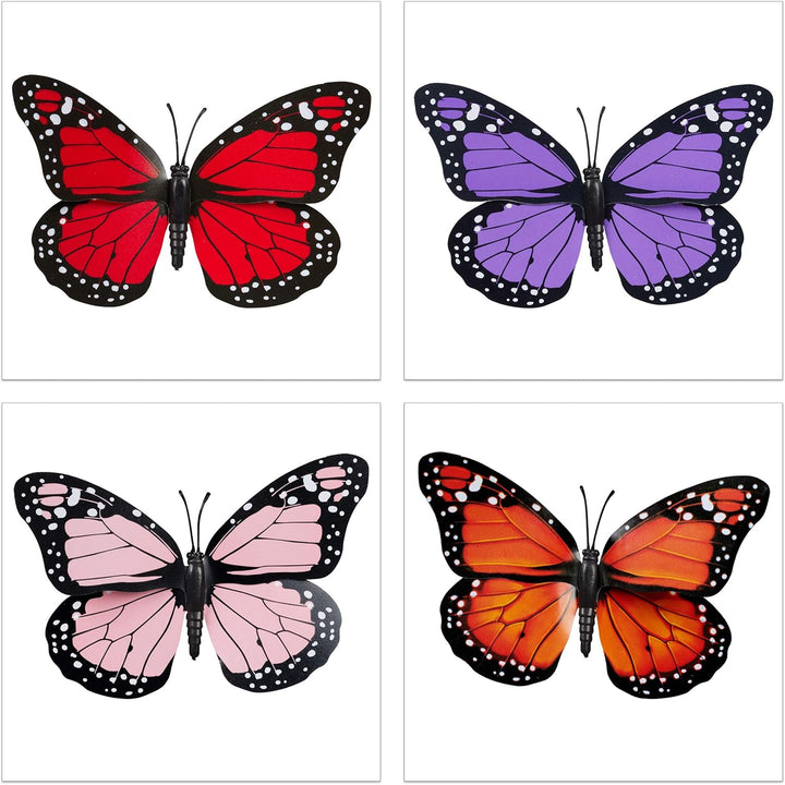 Relaxdays 360 x Gartendeko Schmetterling, Pflanzkasten Dekoration, Topfstecker, Outdoor Deko Balkon,