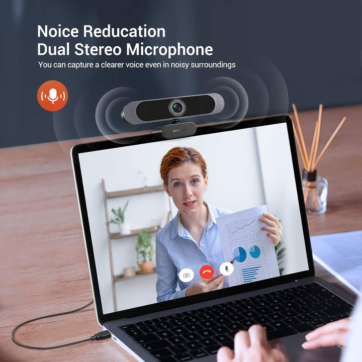 DEPSTECH Webcam with Microphone, 4K Webcam Autofocus Web Camera with Privacy Cover and Tripod, 8MP U