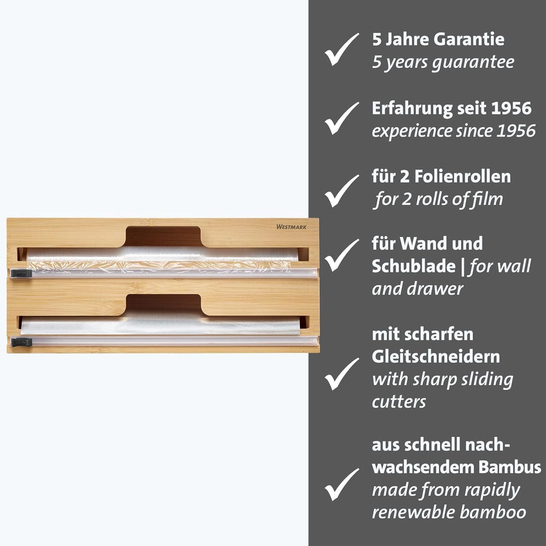 Westmark Folienspender mit Schneidvorrichtung – Alufolien- und Frischhaltefolienspender mit Gleitsch