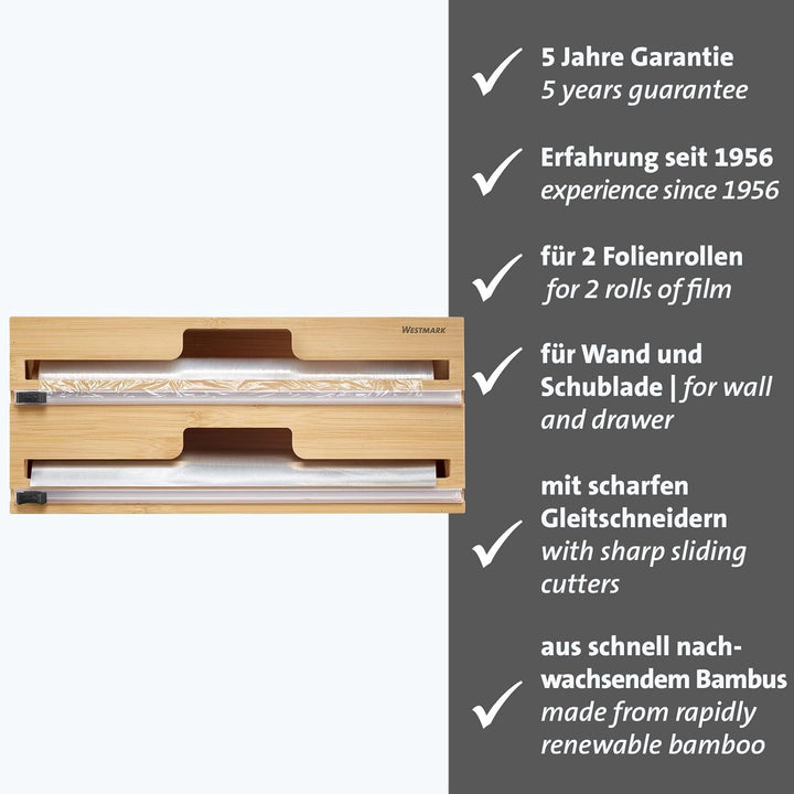 Westmark Folienspender mit Schneidvorrichtung – Alufolien- und Frischhaltefolienspender mit Gleitsch