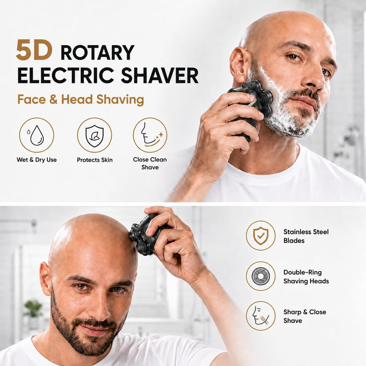 3 Stück Ersatzrasierkopf für Glatzen Rasierer Herren,LOEVERY 6D Magnetischer Scherkopf,Nass- und Tro