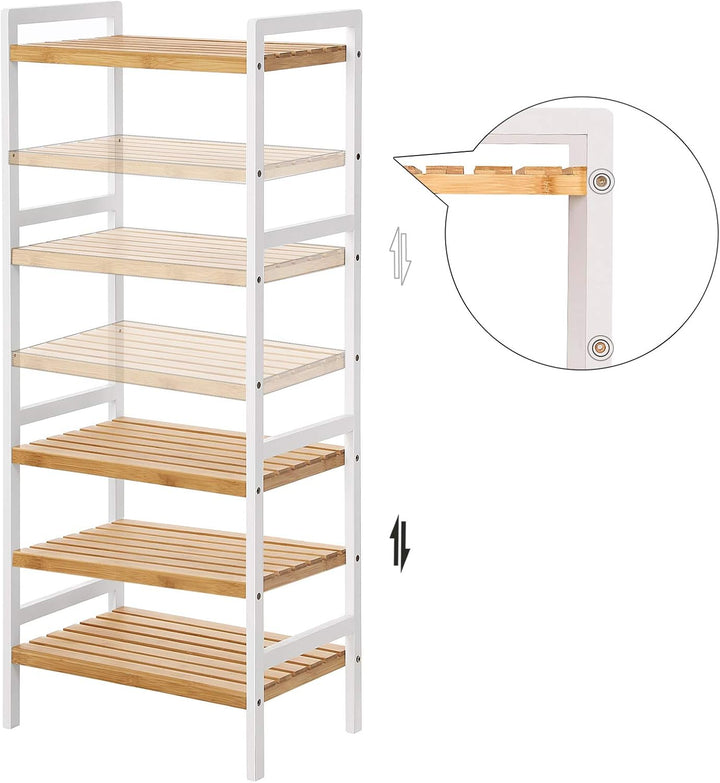 SONGMICS Bambus Regal, Küchenregal, Badregal, Bücherregal, Standregal mit 4 Ablagen, 31,5 x 45 x 111