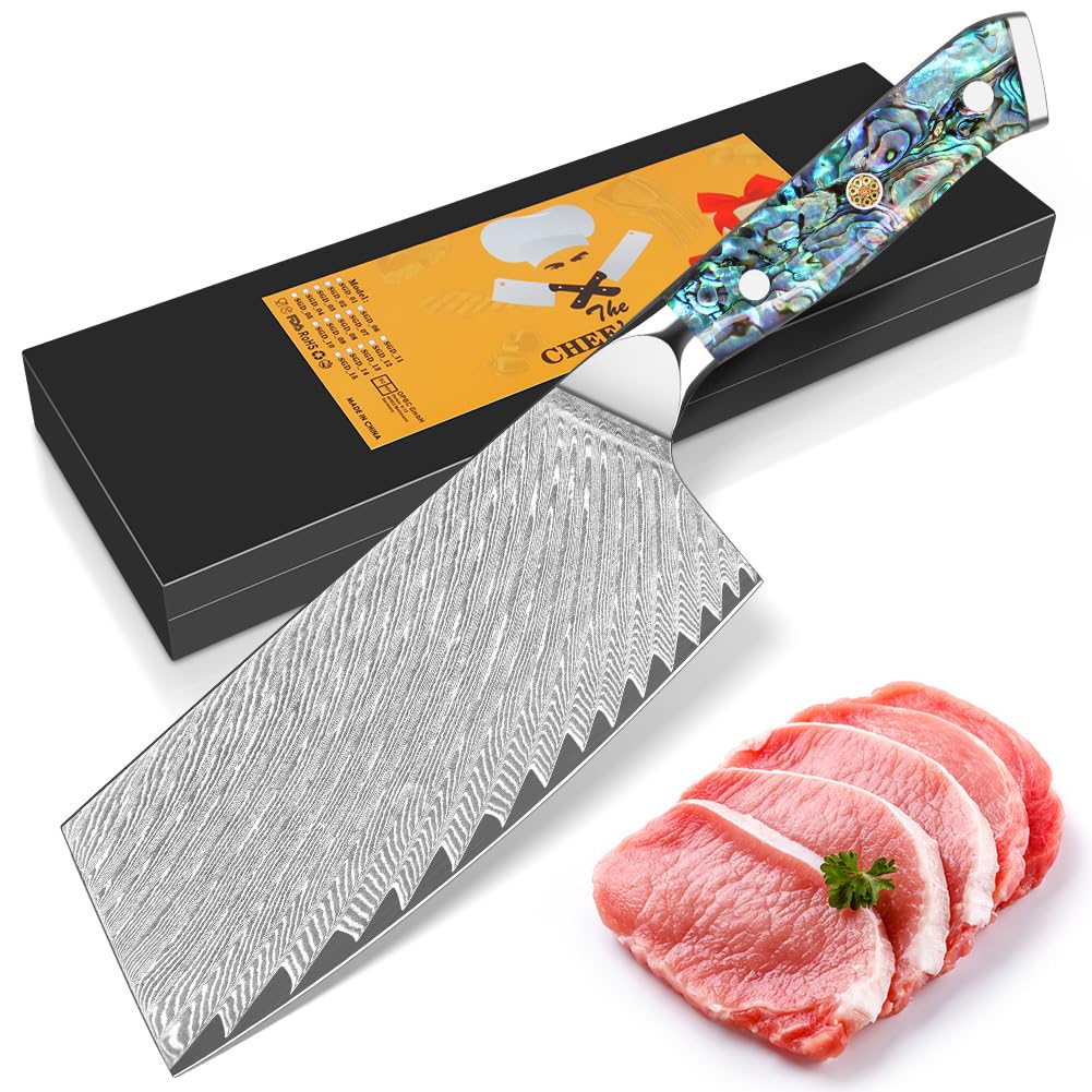 Damast Kochmesser Profi Messer Nakiri,Scharfes Küchenmesser Chefmesser 18cm, Japanisches Messer aus