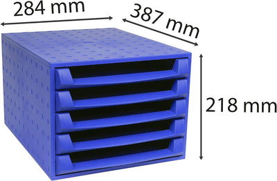 Exacompta 221101D Premium Ablagebox mit 5 offenen Schubladen für DIN A4+ Dokumente. Belastbare Schub