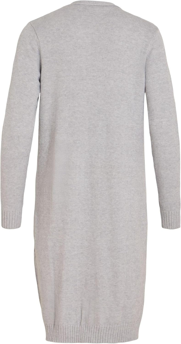 Vila Damen VIRIL Long L/S Knit Cardigan - NOOS 14042770 XS Grau (Light Grey Melange), XS Grau (Light