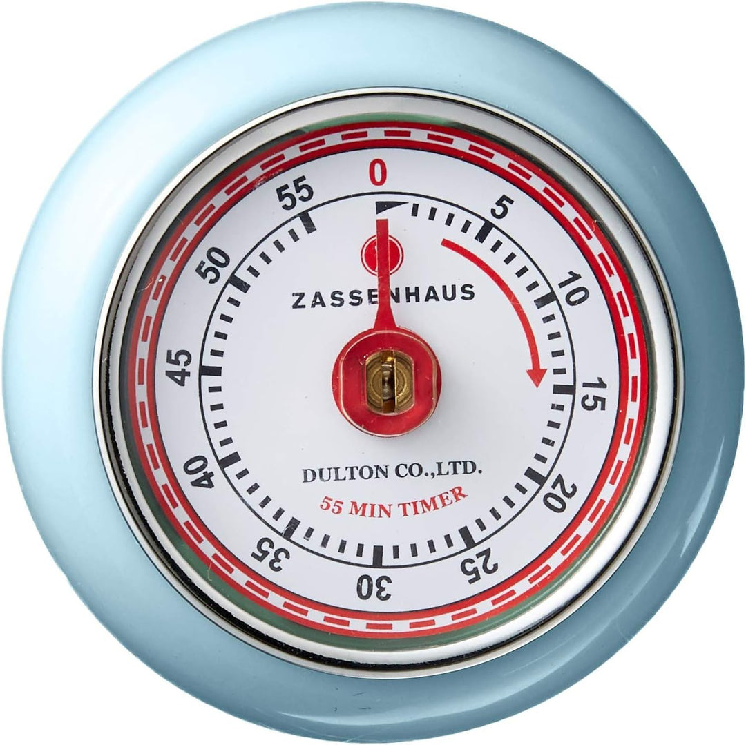 Zassenhaus Magnetischer Retro-Küchentimer, 60 Minuten, 7,9 cm, Hellblau, Blau, Blau