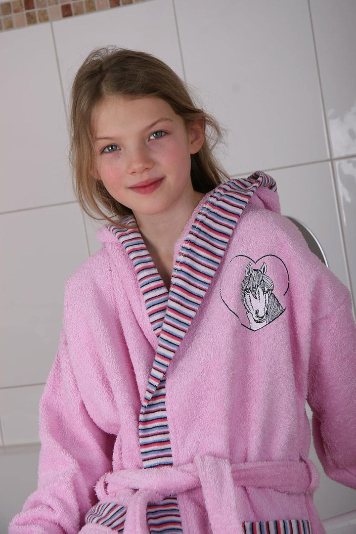 Wörner Südfrottier Bademantel Mädchen Pferd rosa Frottee 116 Rosa, 116 Rosa