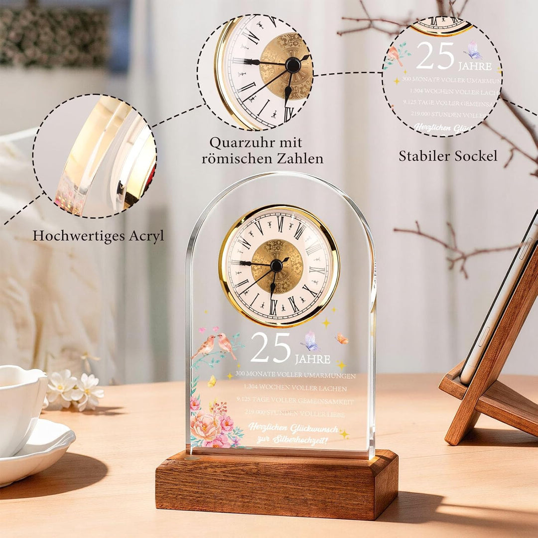 TUZELIYA Diamantene Hochzeit Geschenke, Jahrestag Quarzuhr, 60. Hochzeitstag Geschenke mit Grusskart