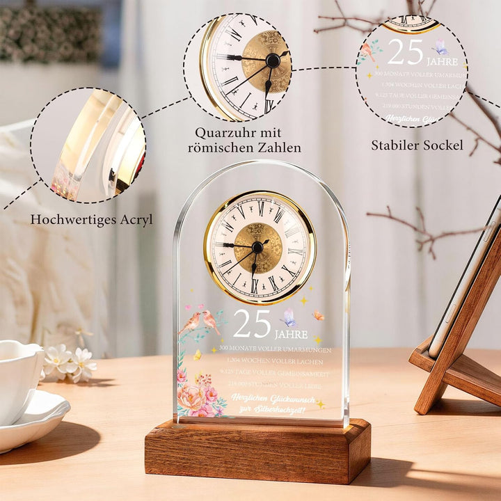 TUZELIYA Diamantene Hochzeit Geschenke, Jahrestag Quarzuhr, 60. Hochzeitstag Geschenke mit Grusskart