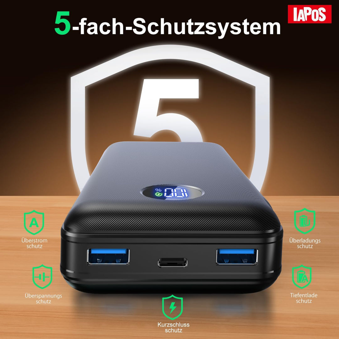 Power Bank, 26.800mAh Powerbank, Externe Handy-Akkus mit 22.5-W-Schnellladefunktion, USB-C-Eingang &