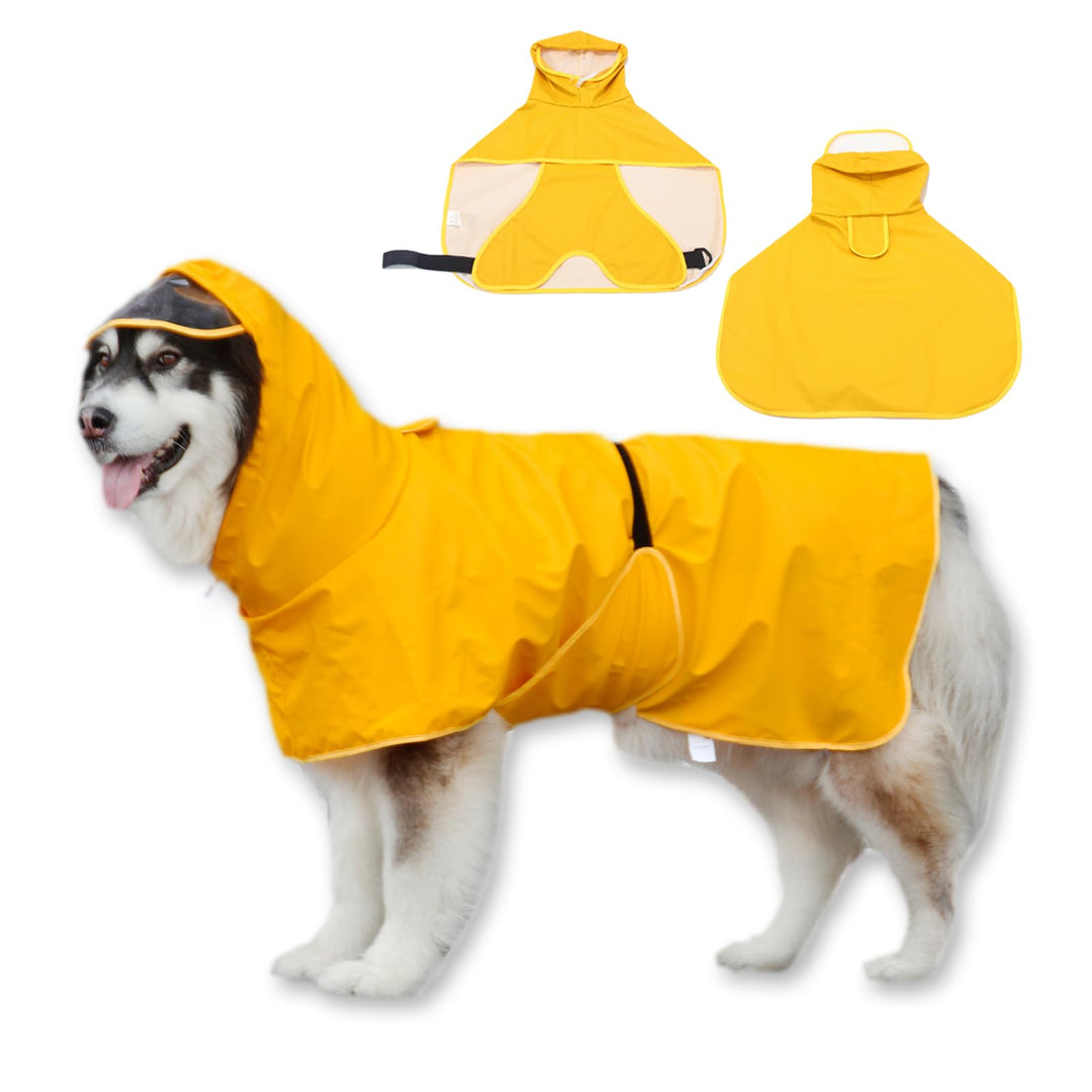 WUFANC Hunderegenmantel, Regenmantel Hund Wasserdicht mit Transparenter Kapuze, Regenjacke Hund mit