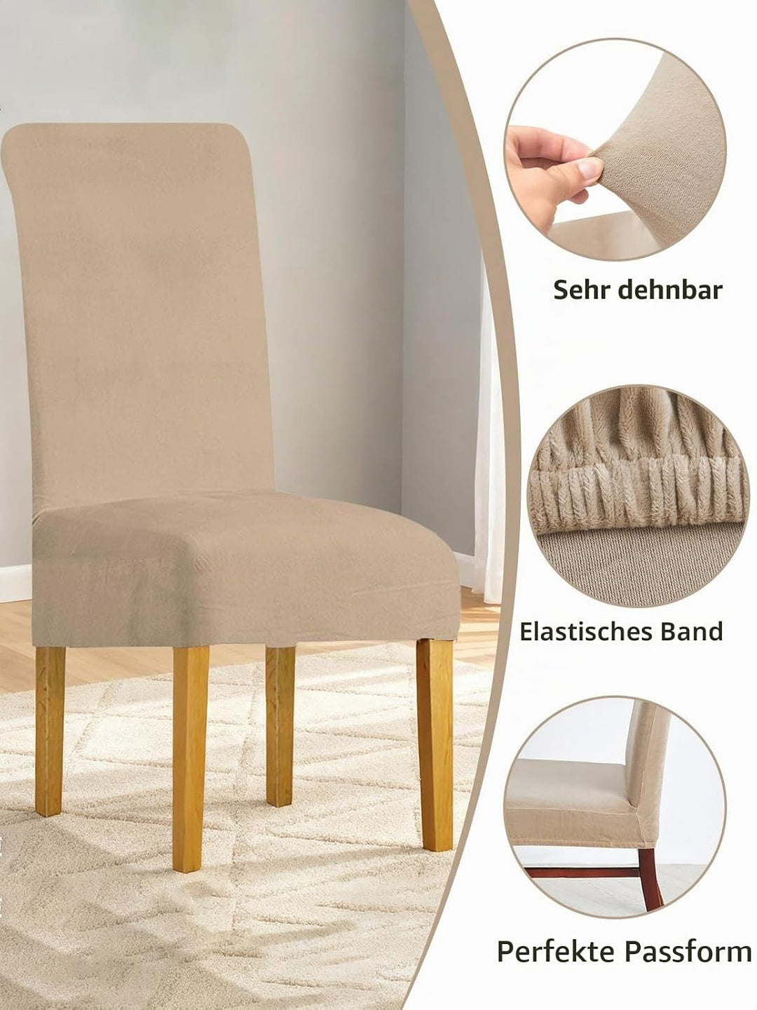 LANSHENG Stuhlhussen 2er Set, Universelle Abnehmbare Waschbar Samt Stuhlhussen, Universale Stretch E