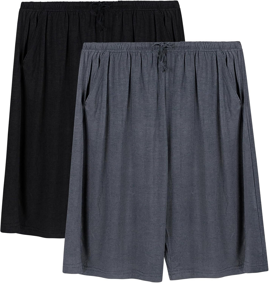 Chalier Cozy 2er Pack Pyjamahose Herren Kurz Modal Schlafanzughose Weich Verstellbare Taille, Beidse