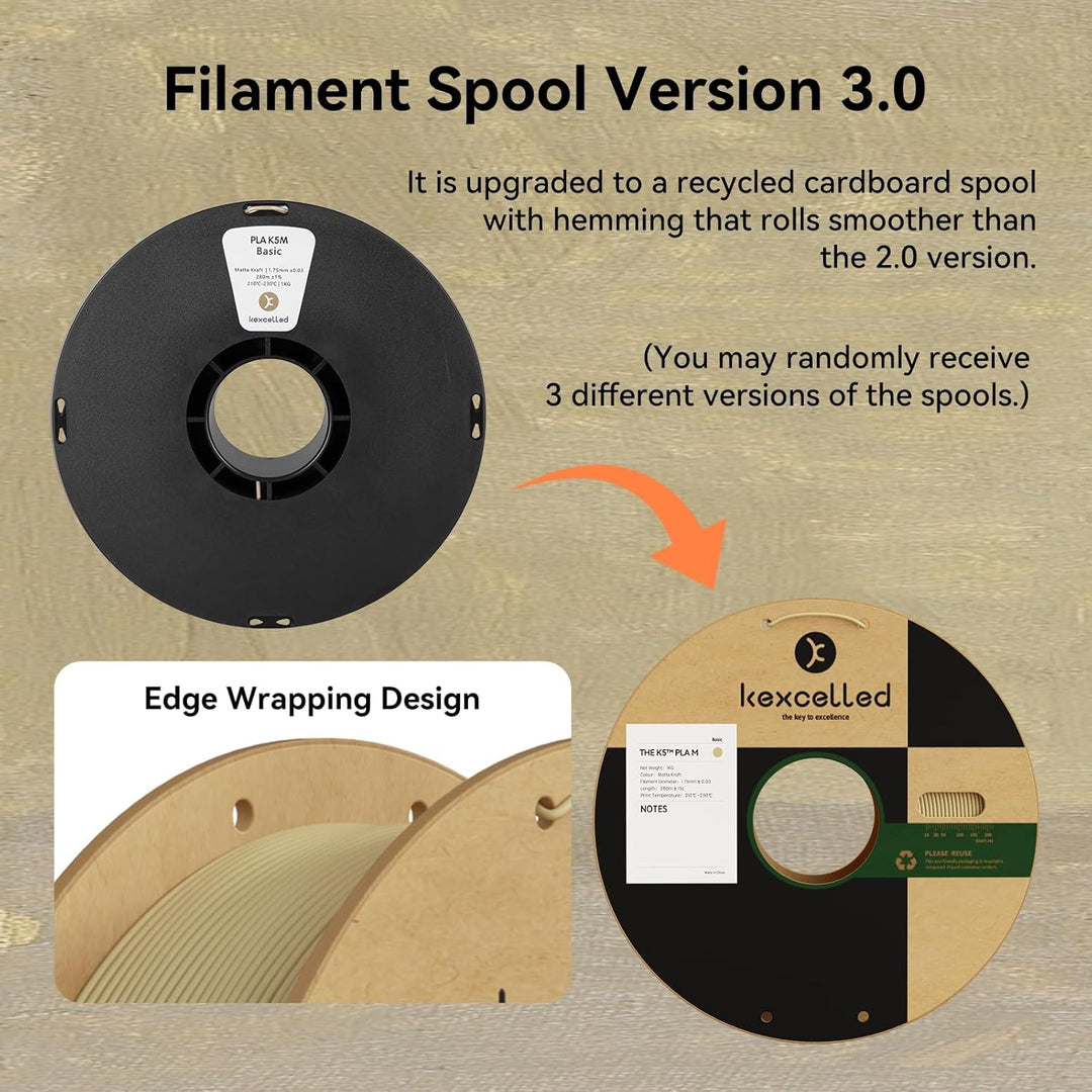 Matte PLA Filament 1,75mm, kexcelled 3D Drucker Filament +/- 0,03 mm, 2kg Spule (4,4lbs), Papprolle,