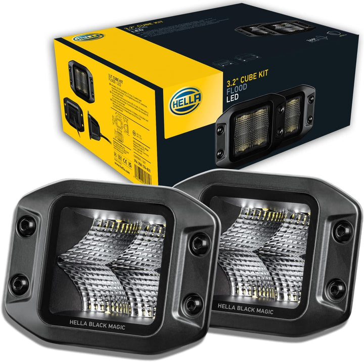 HELLA 1FA 358 176-831 LED-Fernscheinwerfer - Black Magic Cube Kit 3.2" - 12/24V - Anbau - Kabel: 500