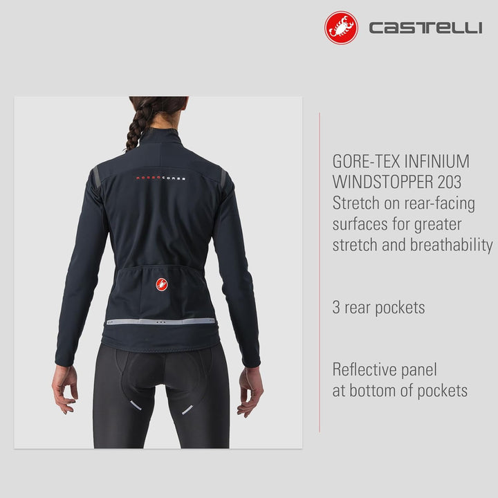 Castelli Women's Perfetto RoS 2 Jacket for Road and Gravel Biking I Cycling, LIGHT BLACK/BLACK