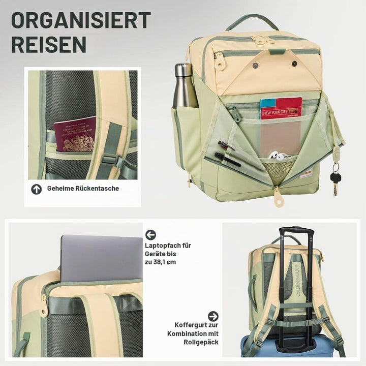 Cabin Max Handgepäck-Rucksack 40x30x20 Ryanair Reiserucksack für Flugzeug 24L Lemongrass, 24L Lemong