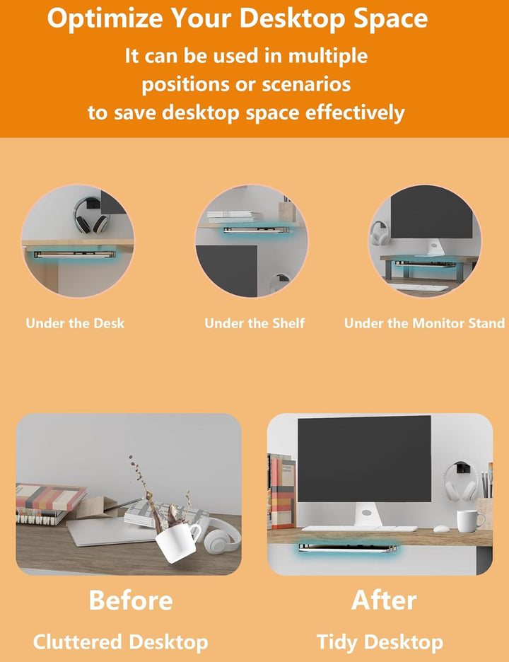 Laptop Halterung Unter Schreibtisch für Geräte < 3 cm Dicke, Untertisch Metall mit Kratzfesten Schut