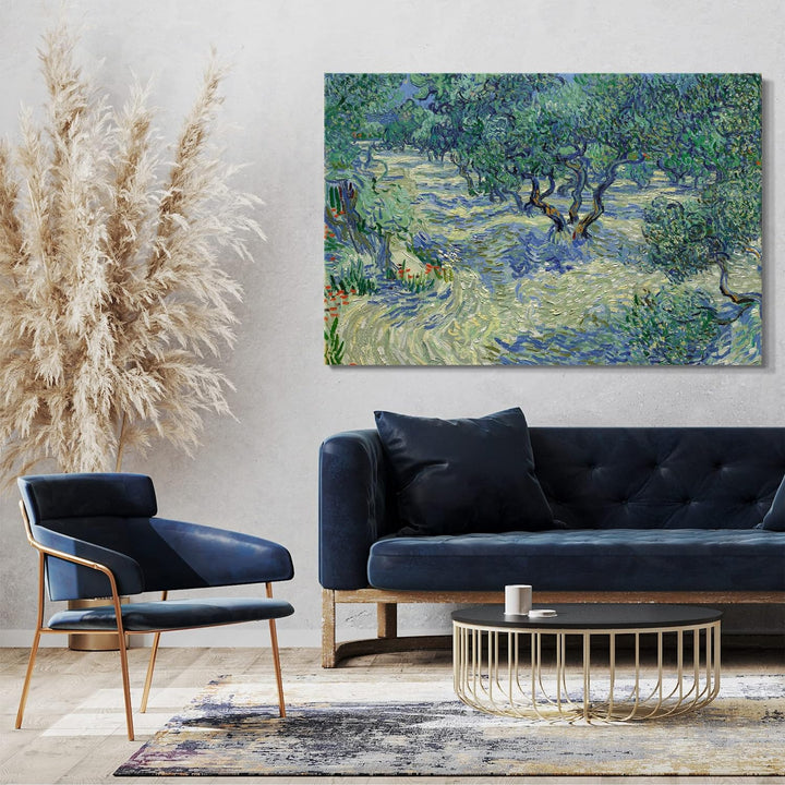 Printed Paintings Leinwand (120x80cm): Vincent Van Gogh - Oliven-Feld 120x80 cm, 120x80 cm