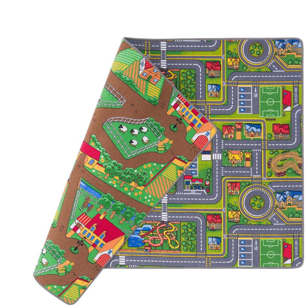Pergamon Strassenteppich Beidseitig Kinder Spielteppiche für Kinderzimmer und Spielzimmer 80x160 cm