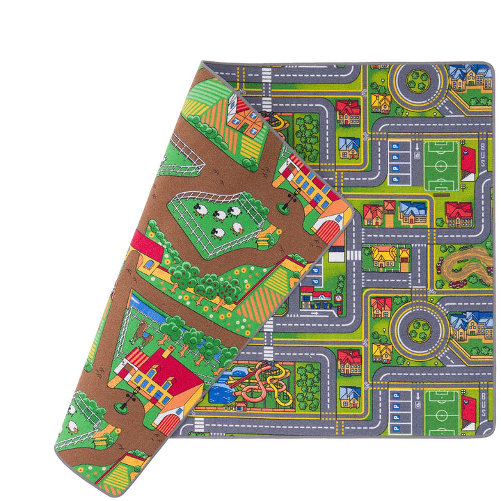 Pergamon Strassenteppich Beidseitig Kinder Spielteppiche für Kinderzimmer und Spielzimmer 80x160 cm