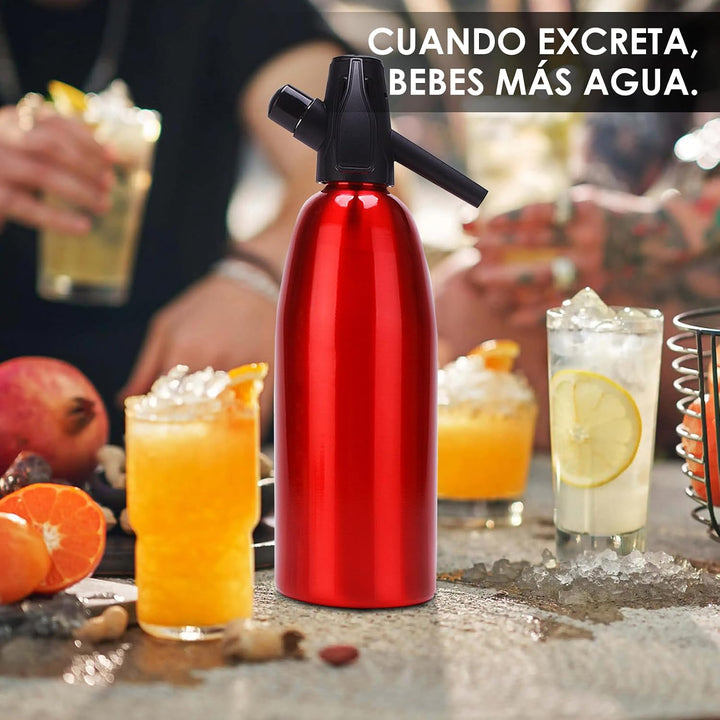 Soda Siphon 1L, Rot - Tragbarer Wassersprudler aus Aluminium, Kohlensäure-Sprudelgerät für Hausgemac