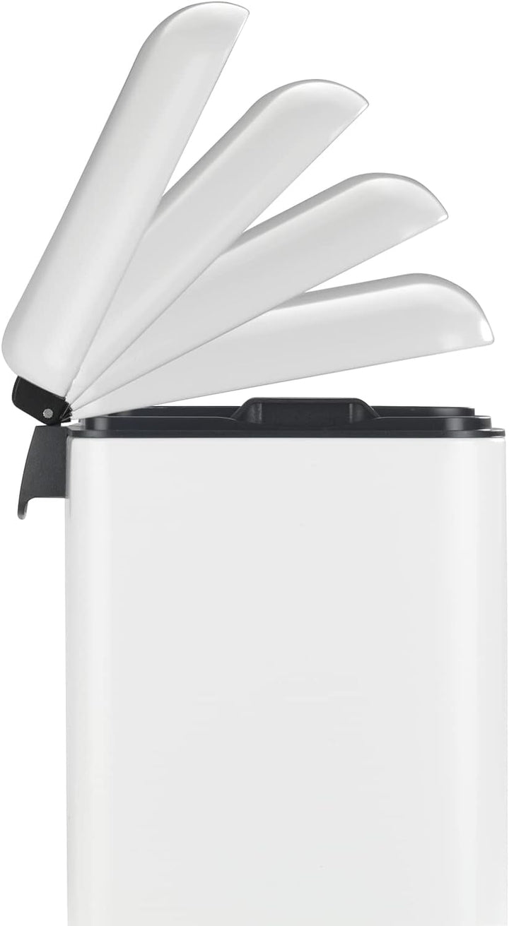 WENKO Treteimer Studio Easy-Close Weiss 6 L - Mülleimer mit Absenkautomatik Fassungsvermögen: 6 l, S