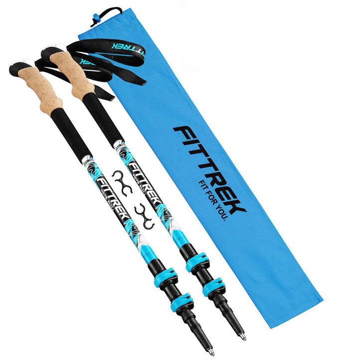 FitTrek Wanderstöcke Kork - Walking Stöcke - Trekkingstöcke Teleskop - Nordic Walking Stock Verstell