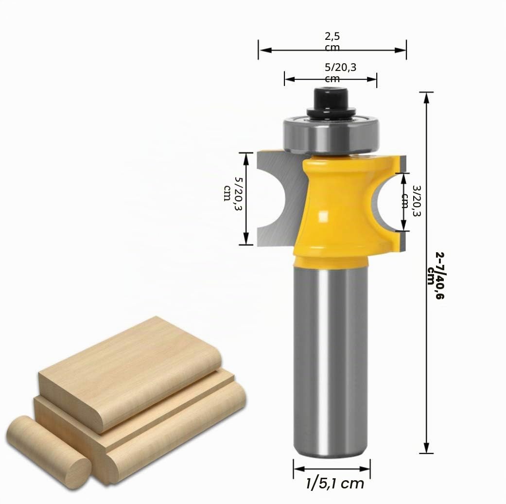 APLUS Halbstabfräser, 5 Stück Half Round Bearing Bullnose Router Bit Set, 1/2'' Schaft