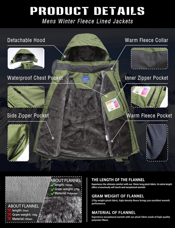 Winterjacke Herren Skijacke Warm Wasserdicht Outdoor jacken für Männer Winddicht Snowboardjacke mit