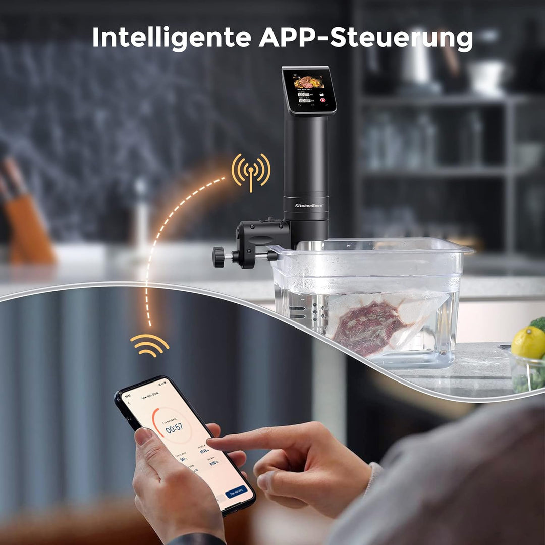 KitchenBoss Sous Vide Garer Stick WLAN: G330 Wifi Präzisionskocher Präziser Temperatureinstellung bi