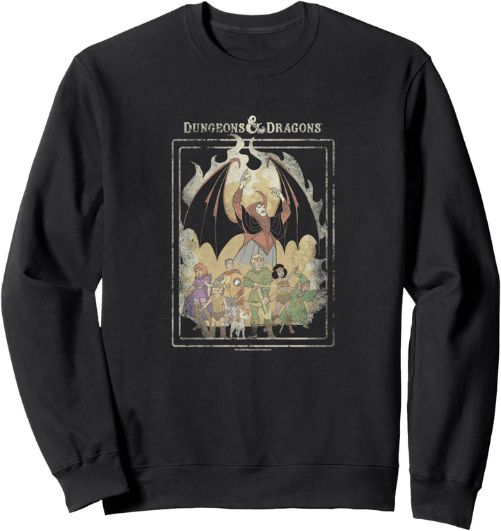 Dungeons & Dragons Group Shot Retro Flames Sweatshirt