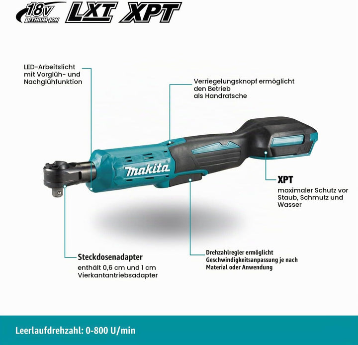 Makita DTL061Z Akku-Winkelschlagschrauber 18 V (ohne Akku, ohne Ladegerät), (L x B x H) 387 x 78 x 1
