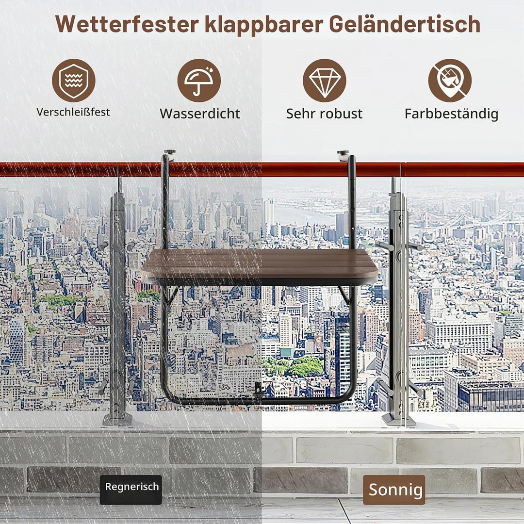 GIANTEX Balkontisch klappbar hängend, Hängetisch Klapptisch Balkon zum Einhängen, Balkonhängetisch i
