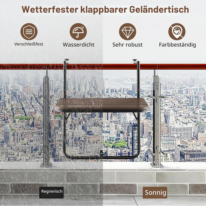 GIANTEX Balkontisch klappbar hängend, Hängetisch Klapptisch Balkon zum Einhängen, Balkonhängetisch i