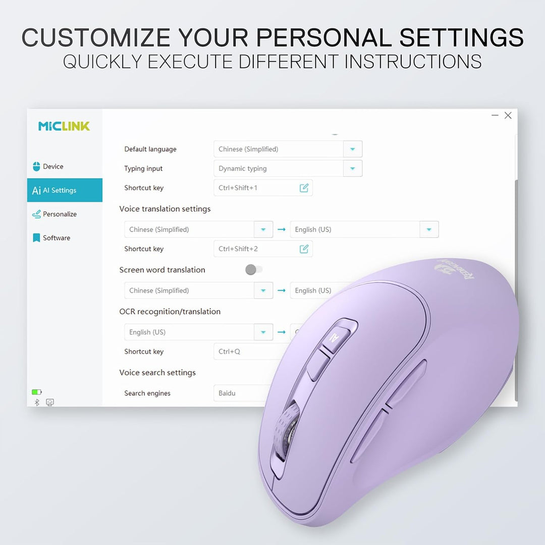 Redragon BM4195 AI Smart Wireless Maus, 2.4G & BT Computer Büromaus, Übersetzung & Sprachschreibung,