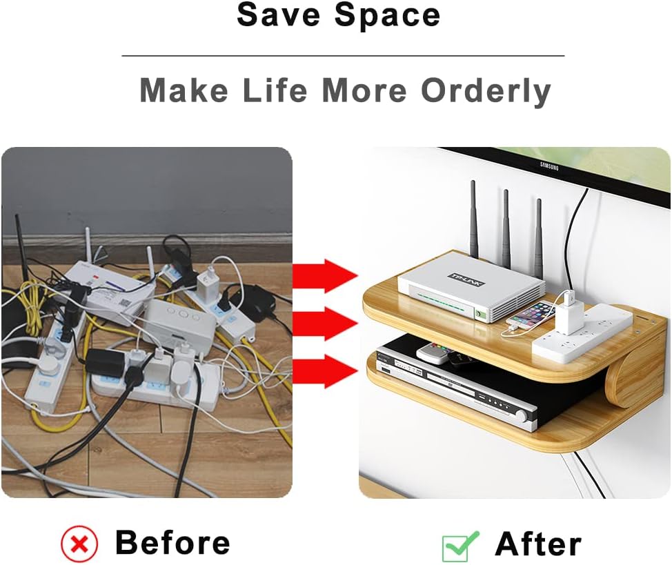 Hggzeg WiFi Router Aufbewahrungsbox Schwebende Regale TV Set-Top-Rack, Wandmontage mehrschichtige Ka