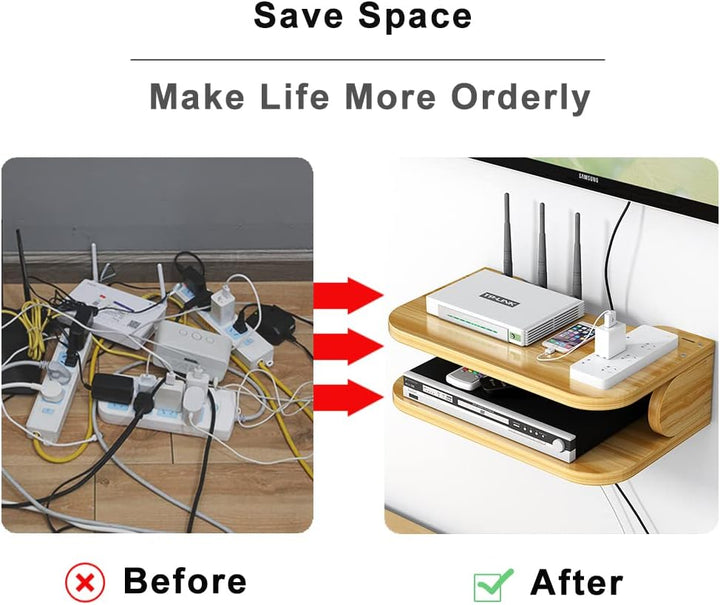 Hggzeg WiFi Router Aufbewahrungsbox Schwebende Regale TV Set-Top-Rack, Wandmontage mehrschichtige Ka