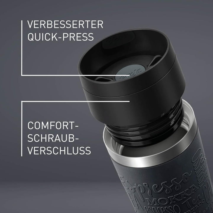Emsa N20220 Travel Mug Classic Isolierbecher 0,5 Liter | neuer Komfort-Schraubverschluss | Edelstahl
