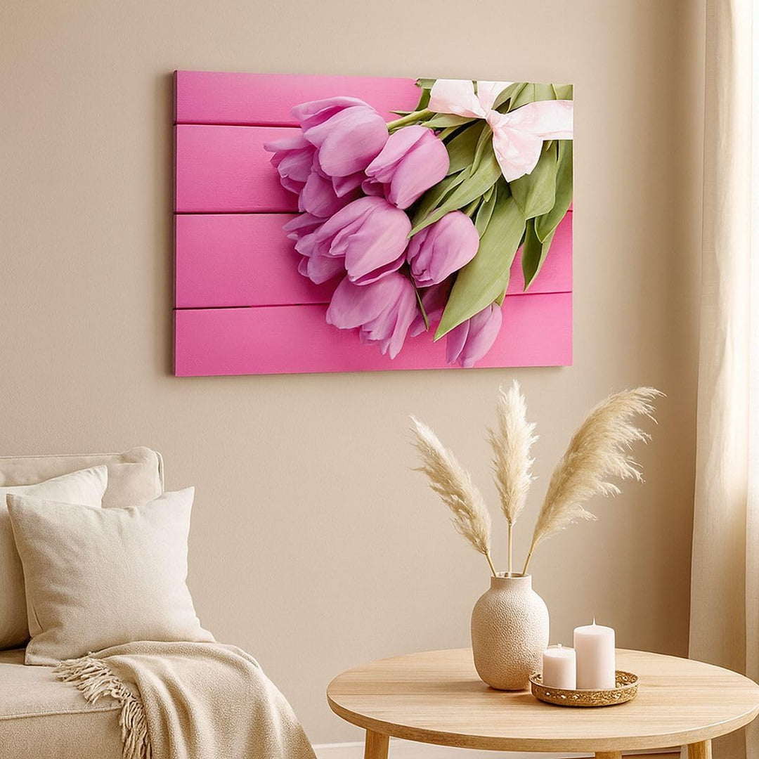 Bilder auf Leinwand Tulpen Blumenstrauss Garten Leinwandbild 70x50cm Wandbilder Dekoration Wohnzimme
