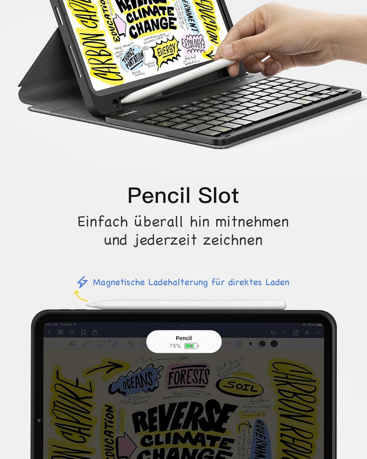 Inateck Tastatur Hülle kompatibel mit iPad 10 Gen. 2022, iPad Air 5/4 (2022/2020) 10,9 Zoll, iPad Pr