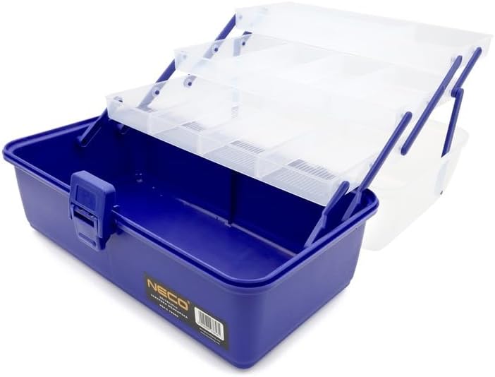 NECO Angelbox mit 3 Schubladen – Tackle Box 36x19x20 cm | Gerätekasten für Angelzubehör, Haken, Köde