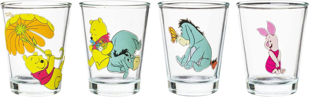 Silver Buffalo Disney Winnie Puuh Retro Art Mini-Glas-Set, 42,5 ml, 4 Stück Winnie The Pooh, Winnie