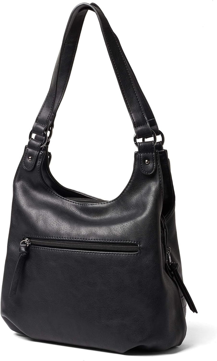 TOM TAILOR bags Juna Damen Shopper Umhängetasche Reissverschluss Klein 31 x 14 x 29 Schwarz, 31 x 14