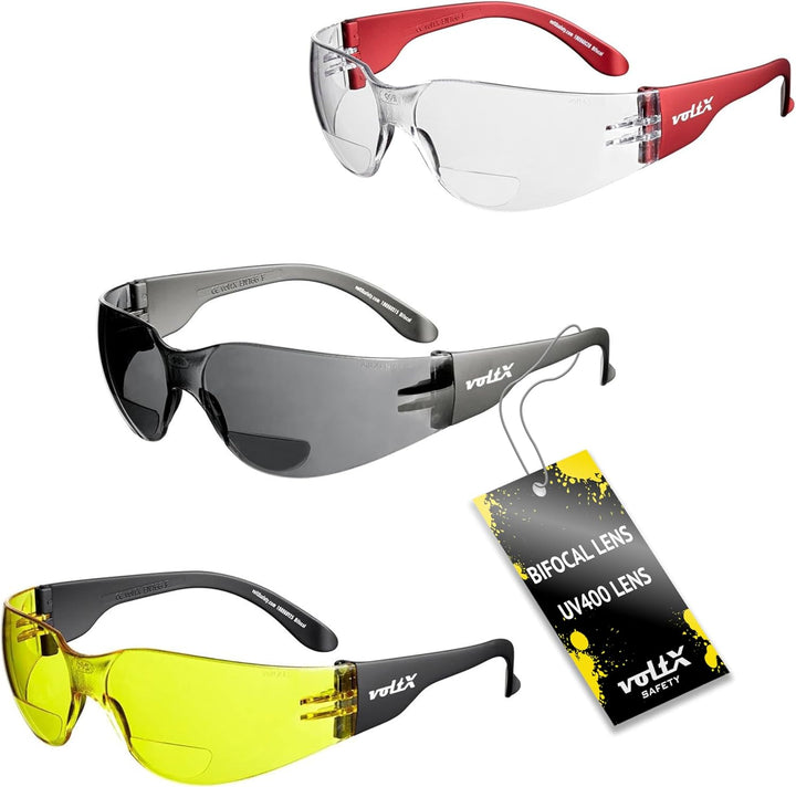voltX 3 x GRAFTER’ BIFOKALE Leichtgewichts Industrie Lesen Schutzbrille, Sportbrille für Radler (GEM