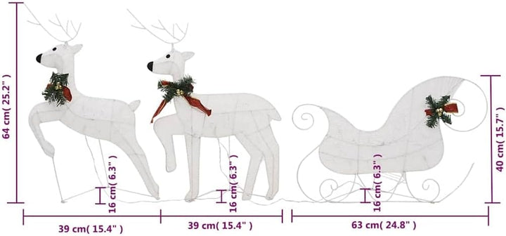vidaXL Rentier mit Schlitten Weihnachtsdekoration 60 LEDs Outdoor Beleuchtet Dekofigur Weihnachtsdek