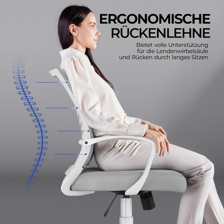 Yaheetech Bürostuhl Ergonomisch Schreibtischstuhl mit Schaukelfunktion Drehstuhl mit Gepolstertem Si
