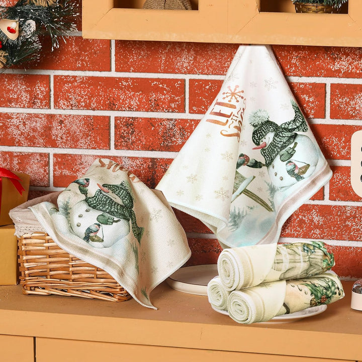 12 Stück Weihnachts-Küchentücher und Geschirrtücher, saugfähig, Weihnachtsbaum, Rentier, LKW, Handtü