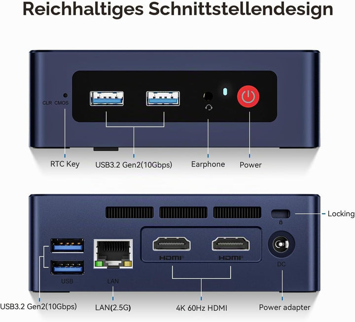 Beelink Mini PC, EQ12 Intel 12th Gen N100(bis zu 3.4GHz) 4C/4T, Mini Computer 16GB DDR5 RAM 500GB SS