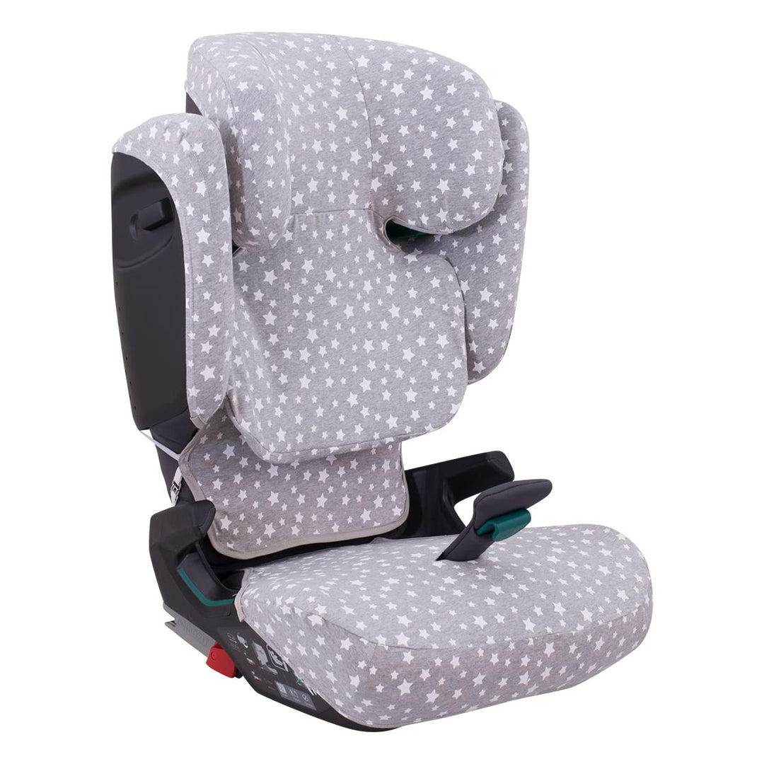 JYOKO Kids Bezug kompatibel mit Britax Romer Kidfix, aus Baumwolle (Romer Kidfix I-Size, White Star)